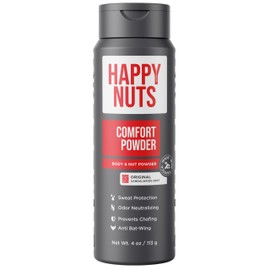 HAPPY NUTS Comfort Powder - Anti Chafing & Deodorant, Aluminum-Free, Sweat and Odor Control for Jock Itch, Groin and Travel Essential for Men's Private Parts 4 oz (Original)
