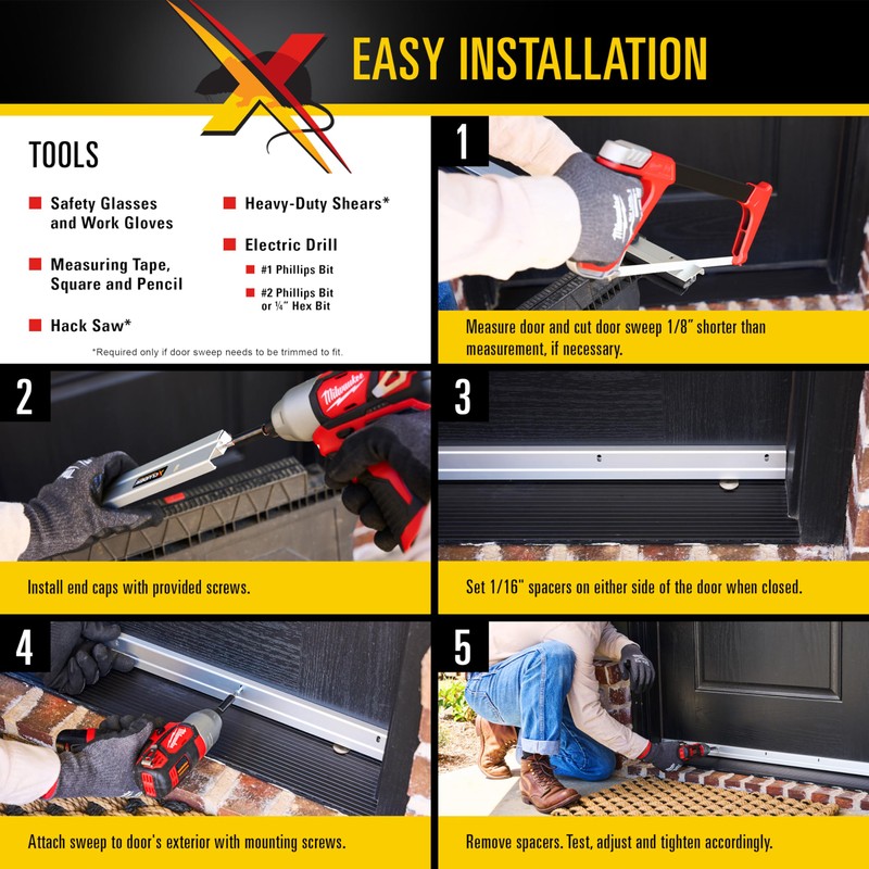 Xcluder 48" Low-Profile Door Sweep, Dark Bronze 2-Pack – Seals