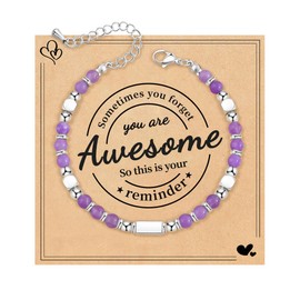 VU100 Beaded Bracelets for Women Gifts for Women Mum Girl Sister Healing Crystal Bracelets for Women Inspirational Gift Christmas Valentines Birthday Gifts for Daughter Friend Wife Girlfriend (Purple)