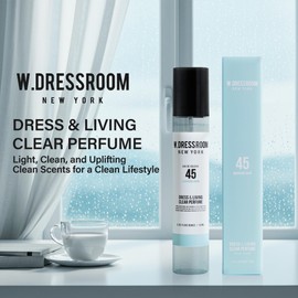 W.Dressroom No.45 Morning Rain Living Clear Perfume, Body Mist & Fabric Spray Deodorizer, Alcohol-Free Water-Based, Odor Neutralizer for Clothes, Bedding & Room, Travel Size 2.36 oz