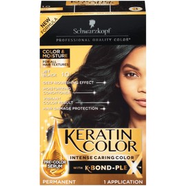Schwarzkopf Keratin Color, Color & Moisture Permanent Hair Color Cream, 1.0 Jet Black (Pack of 1)