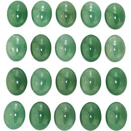mookaitedecor 10pcs 13x18mm Natural Green Aventurine Oval Cabochons Flat Back Stones Beads for Jewellery Making, Reiki Healing Crystal Cabs Genuine Stone for DIY Cabochon Pendant & Earrings