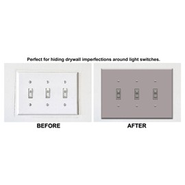 OVERSIZED 3 Gang Toggle Metal Light Switch Plate Cover - Three Gang Jumbo Wall Plate for Toggle Style Light Switches, Stainless Steel Painted Grey - UL Listed, 5.5" x 7.5" - Made in USA