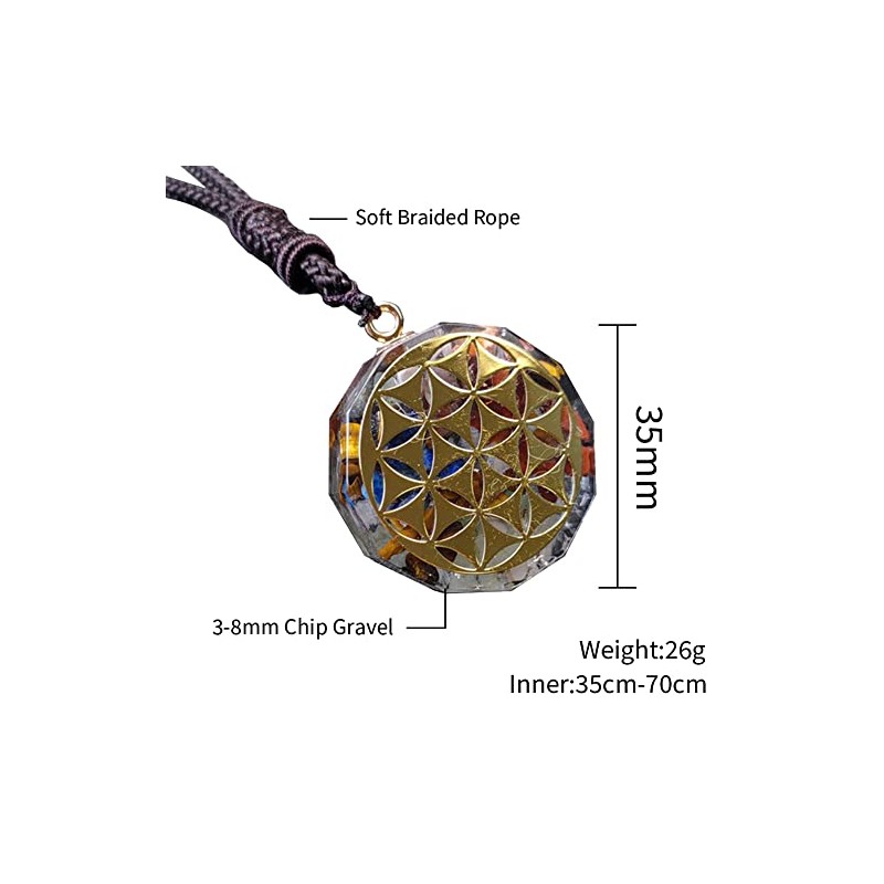 Orgone Metatron Cube Om Necklace, Chakra Crystal Stone for Healing
