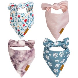 Remy+Roo Bandanas para perros – Paquete de 4 | Juego Elise | Tela duradera de alta calidad | Forma única | Ajuste ajustable | Múltiples tamaños ofrecidos (XL)