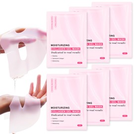 6pcs Pink Collagen Jelly Gel Face Mask - Overnight Face Mask For Glass Glow Skin, Korean Glass Skin Collagen Mask With Deep Moisturizing, Firming & Barrier Repair, Vegan & Cruelty-Free