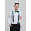HISDERN Suspenders for Men Green Suspender and Bow Tie Set