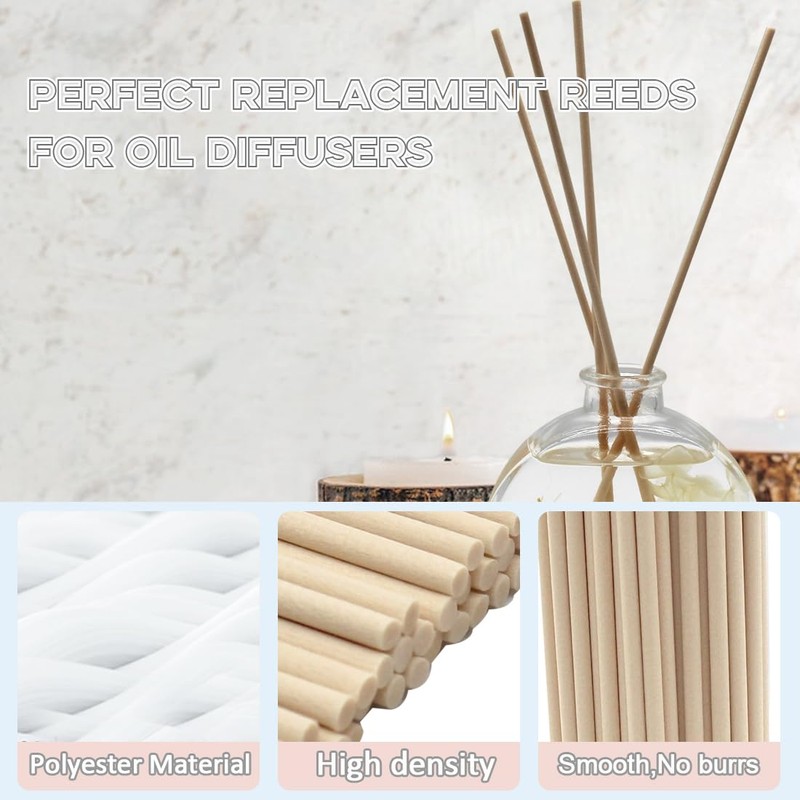 Posinda 100PCS Reed Diffuser Sticks, 8 Inch Rattan Fiber Sticks