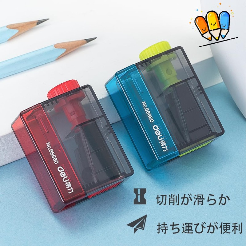 Pencil Sharpener, Manual, Pack of 2, 4 Levels Adjustment, Head