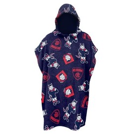 AFL Melbourne Demons Junior Youths Kids Hooded Beach Towel, Navy Blue Red, 80 x 80cm