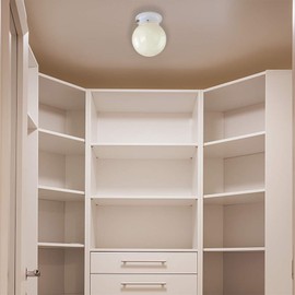 Design House 510040 Traditional 1 Indoor Ceiling Mount Globe Light Dimmable for Bedroom Dining Room Kitchen, Pull Chain, White