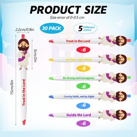 CroBlissful 30 Bible Verse Christian Pens with Jesus Figures Religious Ballpoint Inspirational Motivational Christian Gifts Scripture Jesus Pens Bulk for Easter Sunday School Church Baptism Gift