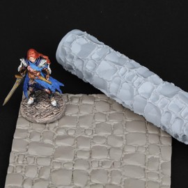 AUSPDICE RPG Terrain Texture Roller - Exquisite Board Game Accessory, Perfect for DND D&D 28mm Miniature Clay and Polymer Sculpting S411-C Stone Wall Style02