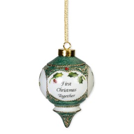 CBE First Christmas Together Holly Berries Red Jewel Victorian 4.5 in. Ball Christmas Ornament