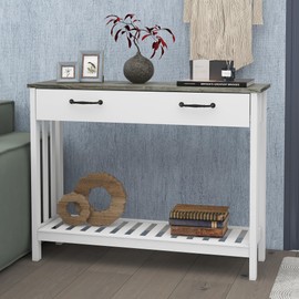 TaoHFE Foyer Tables for Entryway, Farmhouse Console Table with Drawer, MDF Wood Material Farmhouse Entryway Table, Practical Modern Console Table for Hallway, Living Room, Bedroom,Oak