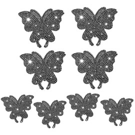 8PCS Bling Car Stickers, Crystal Rhinestone Butterfly Decals, Shiny Automotive Interior Exterior Sticker for Women, Universal Decoration for Car Body Bumper Window Laptop (Black)