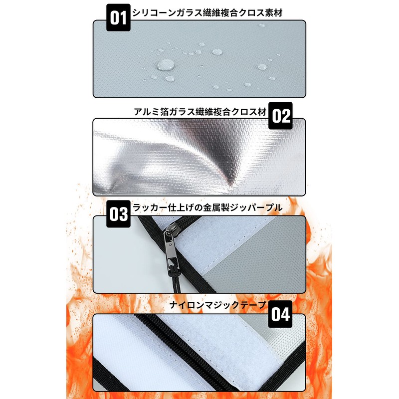 YESCUT 金庫耐火バッグ 集金袋 貴重書類保管ケース 現金収納ケース 耐火ケース 38cm×28cm/23cm×18cm 二つセット 2個セット 防火