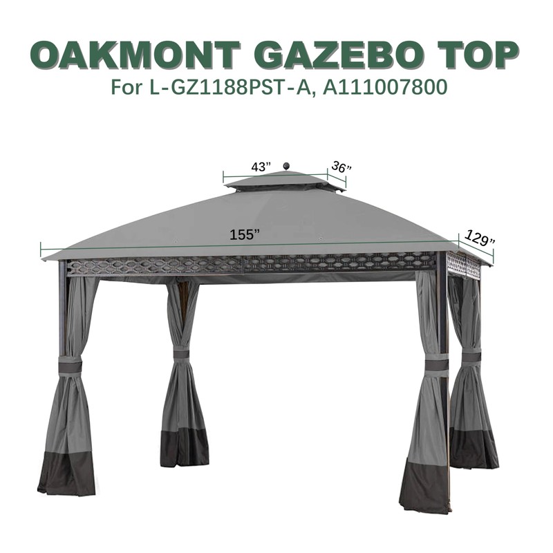 JANCANOPY Replacement Gazeb Cover for 10X12Ft Oakmont Gazebo L-GZ1188PST-A,Pinehurst Gazebo