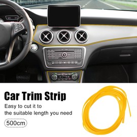 X AUTOHAUX 5m Yellow DIY Car Interior Exterior Decoration Moulding Trim Strip