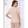 Allegra K Short Sleeve Blazer for Women's Double Breasted Notched
