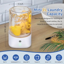 Anbanglin Mini Portable Washing Machine - USB Rechargeable Small Washer with 2 Modes Deep Cleaning for Underwear, Socks & Baby Clothes, Compact Travel Laundry for Apartment, Dorm, RV, Camping, White