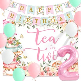 LaVenty Tea For Two Party Decorations Tea Party Decorations Party Balloons Birthday Decorations Party Banner