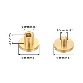 PATIKIL Chicago Screws, 20 Sets M4x5mm Brass Chicago Screw Phillips Binding Post Screw Rivets for Leather Belt Scrapbook Photo Albums, Gold