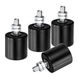 sourcing map 4Pcs Slide Gate Guide Roller, 2" Nylon Rollers Gate Support Assembly, Universal Sealed Ball Bearing Rolling Gate Guider for Sliding Door, Black