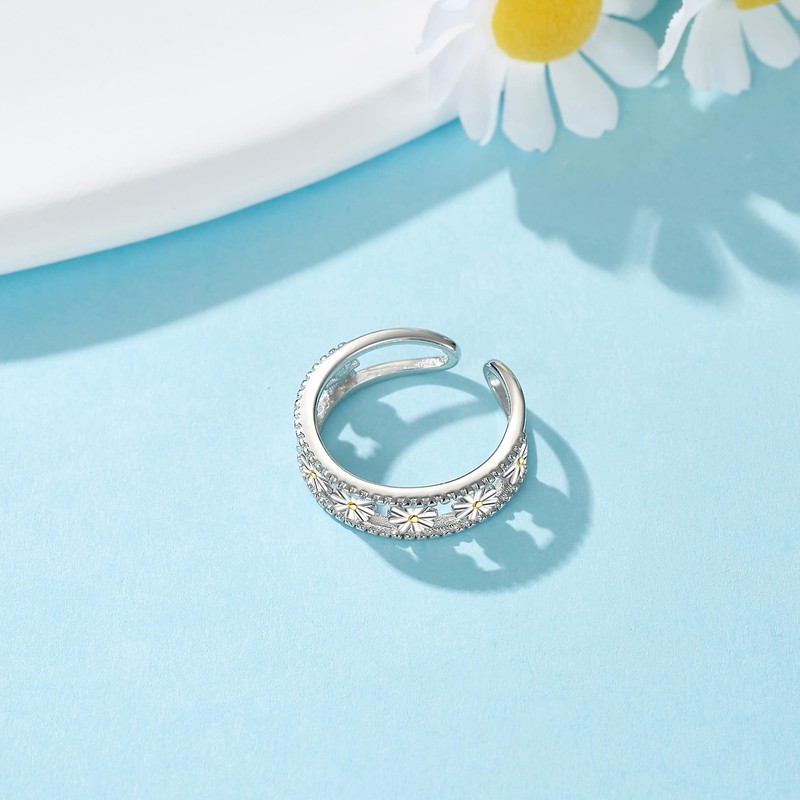 CUPENDA - Anillos de filigrana y margarita de plata de