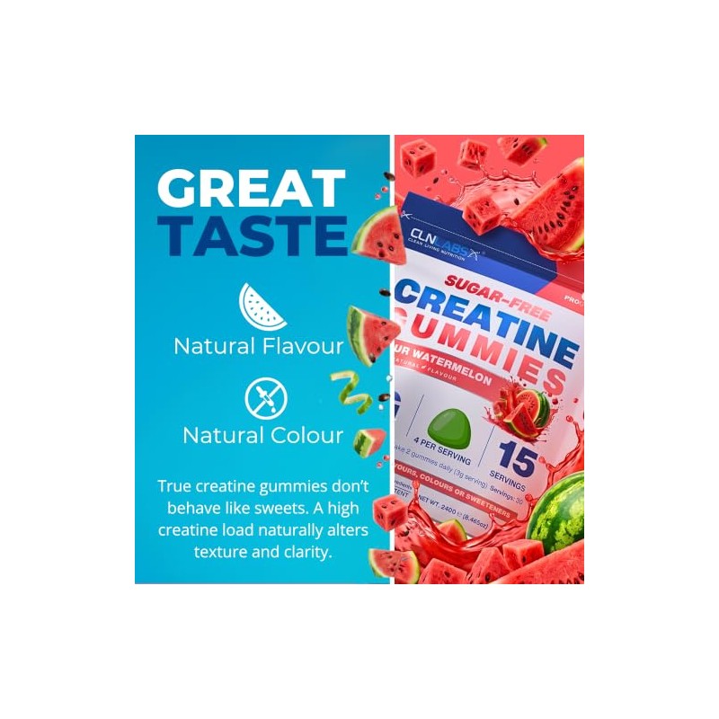 Creatine Monohydrate Gummies 6000mg | 1-Month | Sugar-Free | Sour