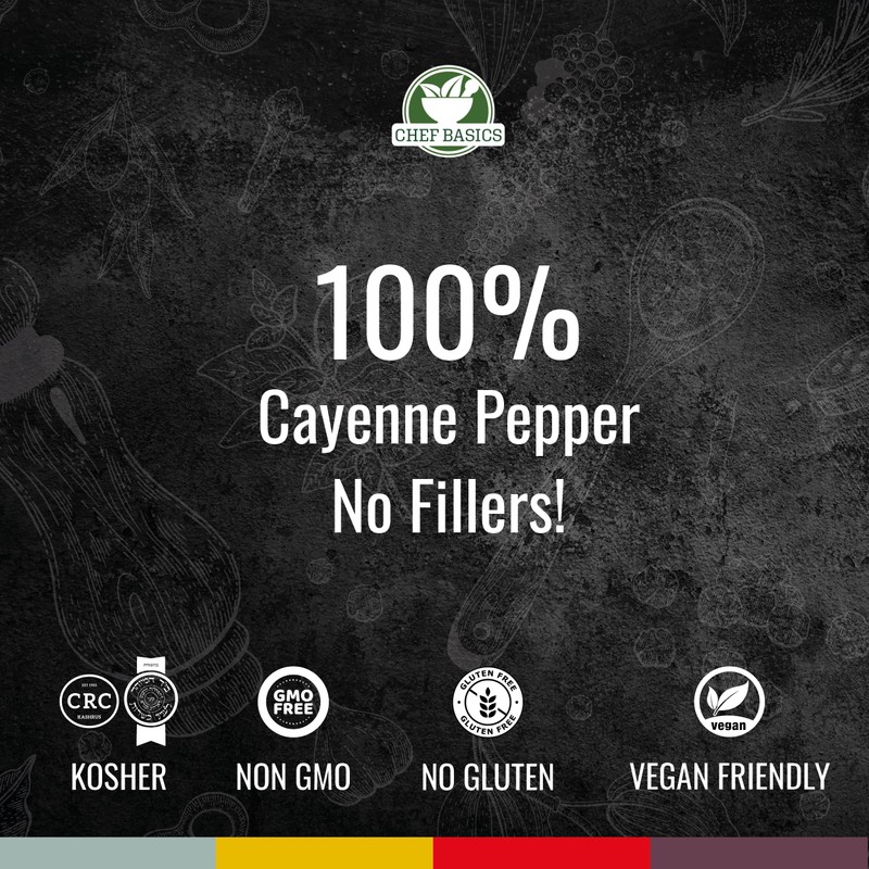 Cayenne Pepper by Chefs Basics, Red Cayenne Pepper Seasoning Powder,