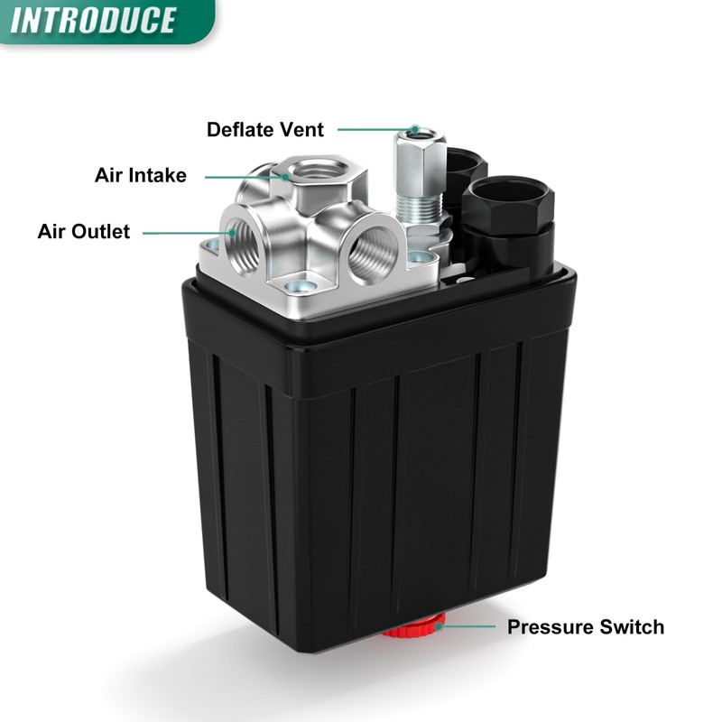 BOGERDACK 4 Way Air Compressor Pressure Switch Control Valve Kit