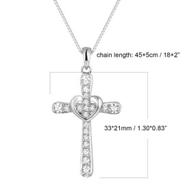 LQXY S925 Silver Cross Necklace - Christ Jewelry Gift for Women
