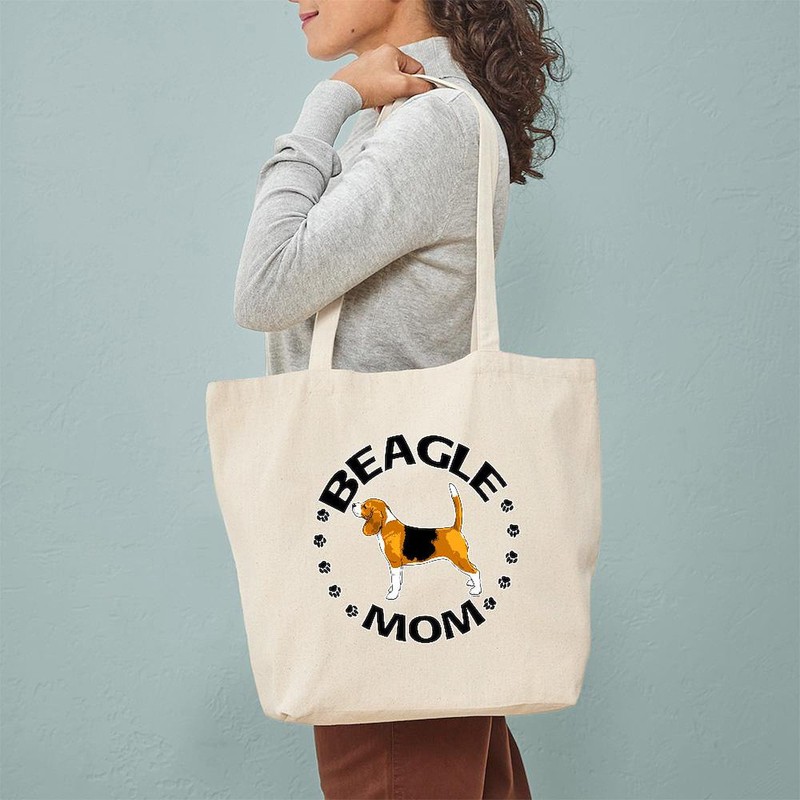 CafePress Beagle Mom Tote Bag Reusable Natural Beige Canvas Shopping