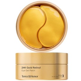 Terez  Honor Parches para Ojos con Oro de 24K Retinol para Suavizar Arrugas - 60 Mascarillas Coreanas de Hidrogel con Péptido de Colágeno para Líneas 