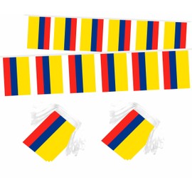 LUSEOAN 2 Pack Colombia Small String Flag - 60 Feet 40 Flags Colombian Mini Pennant Banner Hanging Flags for 20th July Independence Day Patriotic Events Outdoor Decoration