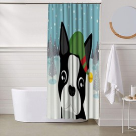 Ansouyi Shower Curtain Set with 12 Hooks, Bath Curtains Waterproof Polyester Fabric, Grey Cute Christmas Candies Candy Cane Home Bathroom Bathtubs Decor Washable Durable Fabric, 72x72 Inch