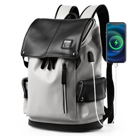 MATE ELAN Vintage Leather Backpack Fit 15.6 inch Laptop Waterproof Large School Casual Bookbag Work College Travel Smooth Zipper Backpack Men Father's Day