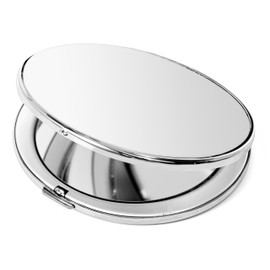 HAPUTDY Portable Compact Metal Folding Makeup Mirrors, Beautiful and Elegant,1X/2X Magnifier. (Naked Silver)