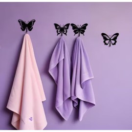 Vausart 4 PCS Cute Wall Hooks with Butterfly Design – Decorative and Functional for Bathroom and Kids Room (Black)