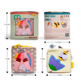 MOVEBO 1PC Felt Quiet Book Montessori Toy Book, Creative 6-Sided Basic Skill Educational Toy Toddler Activity Book, Busy Book(Square)