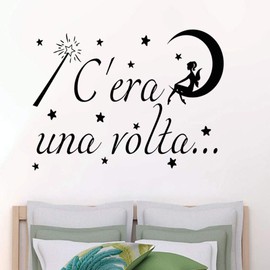 Cera UNA VOLTA Italian Phrase Decorative Wall Sticker Adesivi murali frasi in italiano citazione, decorazione da Wall, Wall Stickers, Wall Art DC-18029, Black
