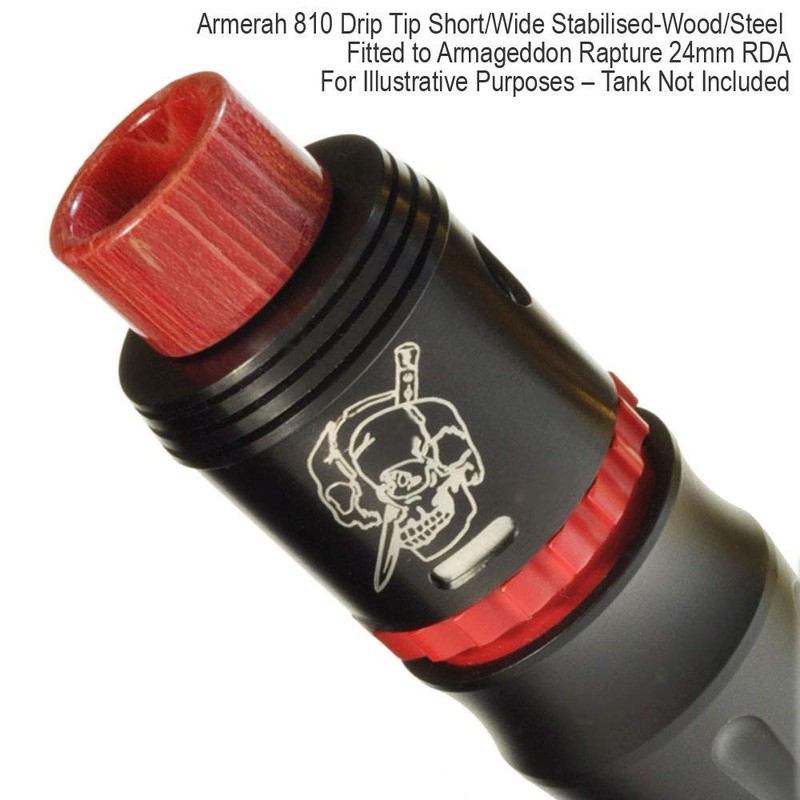 Armerah 810 Drip Tip eCig Mouthpiece Short/Wide Stabilised-Wood/Steel 3 Pack