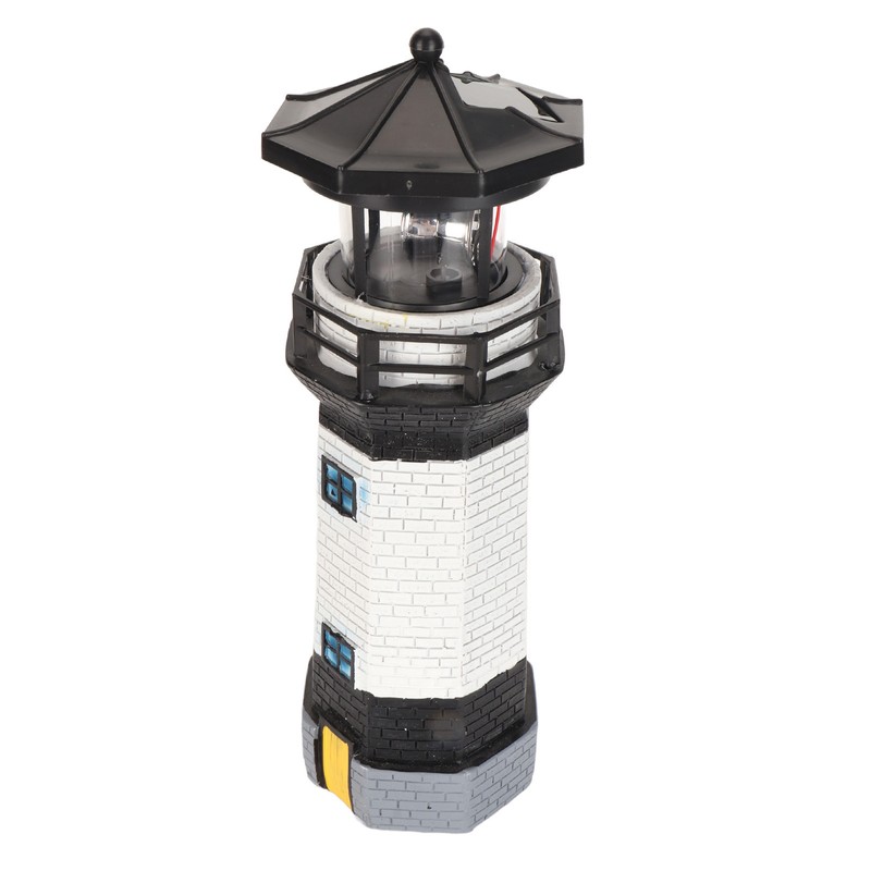 Solar Lighthouse 360 Degree Rotating Lighthouse Decoration Fadeless Resin LED