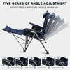 Folding Reclining Camp Chair with Footstool for Camp, Picnic, Lawn,
