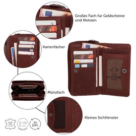 Gusti Leder studio Genuine Leather Purse Wallet Money Cash Notes Coin Pouch Credit Card Key Holder Pocket Unisex Dark Brown 2A61-22-5