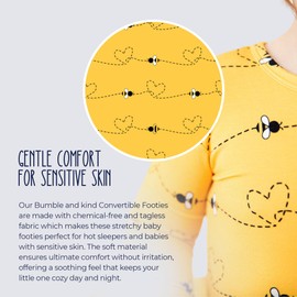 Dreamiere Convertible Footies Bumble and Kind | Fabric free of harsh chemicals | Two-Way Zipper | Tagless | Fold-Over Cuffs | Durable Wear