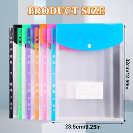 Plastic Wallets A4 Punched Poly Binder Pockets Expandable Envelope File Folders for School Home Office (6)