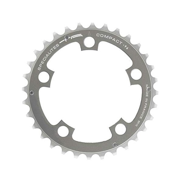 Spécialités TA Unisex's Compact 94pcd 5 Arm 9 Speed Chainring, Silver, Inner 29T