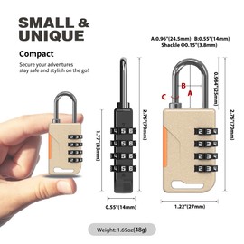 UP Security Combination Lock for Locker, Combo Gym Lock, Travel Luggage Small Padlock with Code, 4 Digit Combination Padlocks for Gym Locker, Cabinet, Storage Unit, Suitcase, Outdoor Fence (Gold)